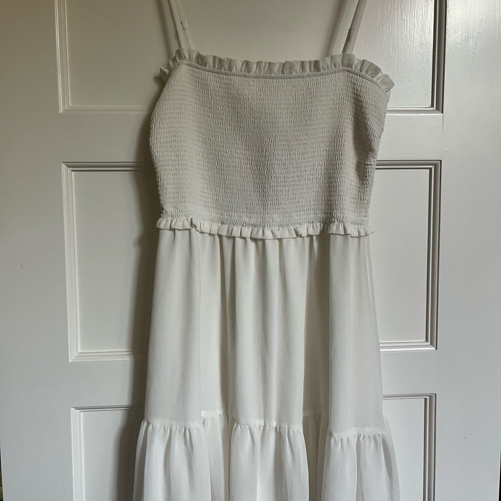 NWT Aritzia White Sleeveless Ruffle Dress